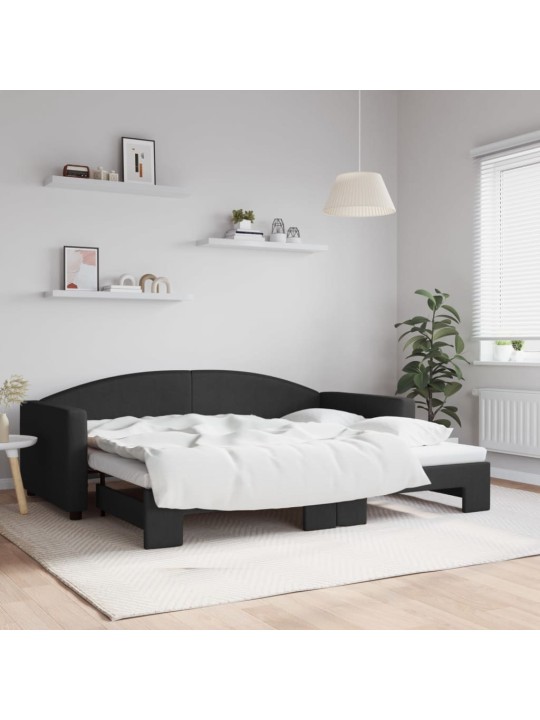 Válenda s přistýlkou černá 90 x 200 cm textil
