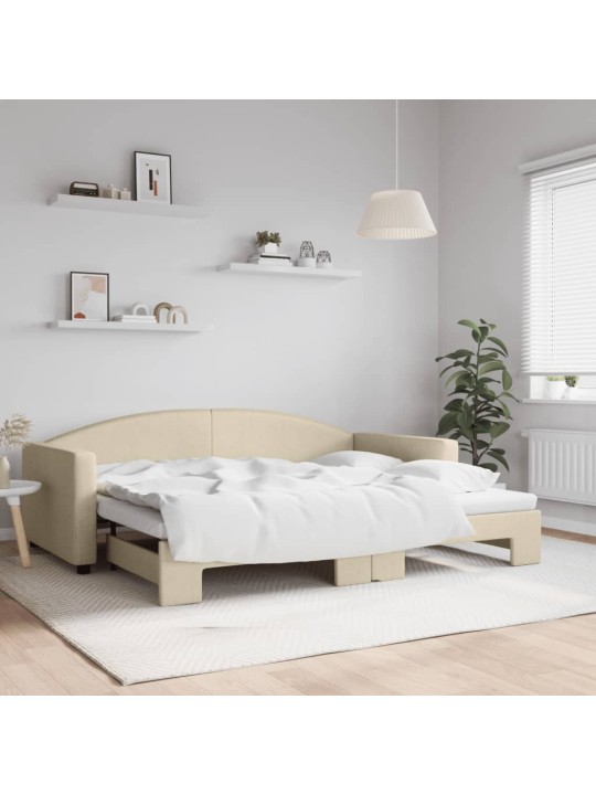 Válenda s přistýlkou krémová 90 x 200 cm textil