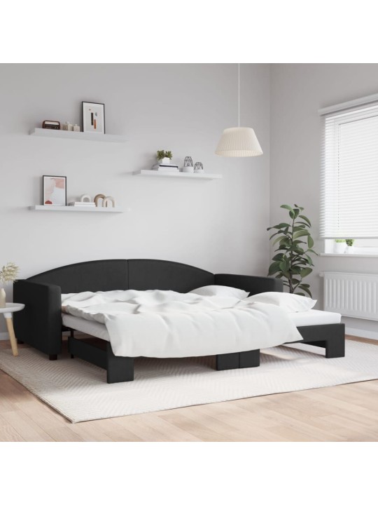 Válenda s přistýlkou černá 100 x 200 cm textil