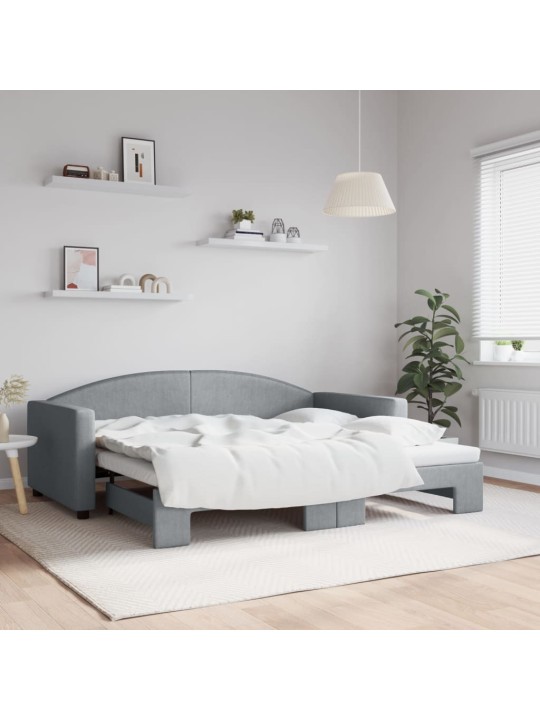 Válenda s přistýlkou světle šedá 90 x 190 cm textil
