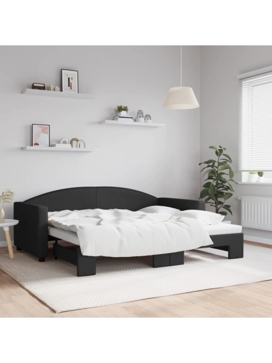 Válenda s přistýlkou černá 90 x 190 cm textil