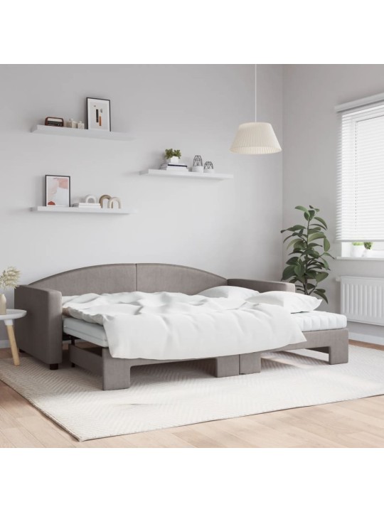 Válenda s přistýlkou a matracemi taupe 90 x 200 cm textil