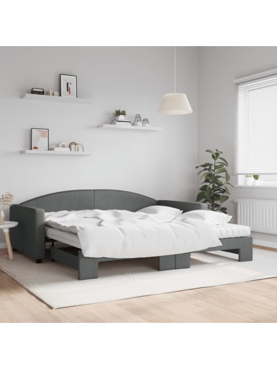 Válenda s přistýlkou a matracemi tmavě šedá 100 x 200 cm textil