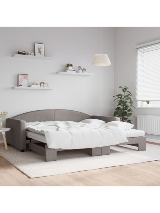 Válenda s přistýlkou a matracemi taupe 100 x 200 cm textil