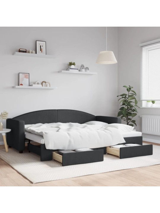 Válenda s přistýlkou a zásuvkami černá 80 x 200 cm textil