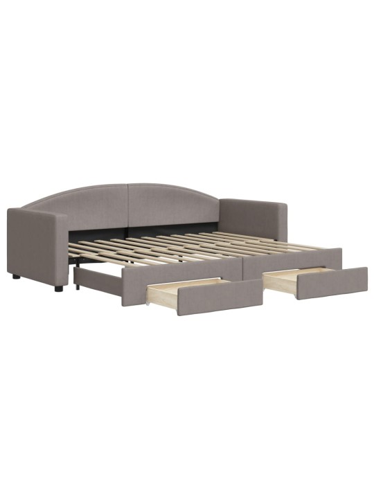 Válenda s přistýlkou a zásuvkami taupe 80 x 200 cm textil