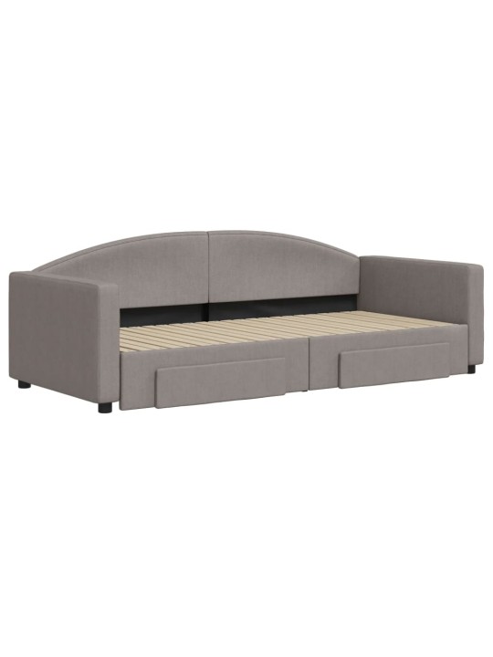 Válenda s přistýlkou a zásuvkami taupe 90 x 200 cm textil