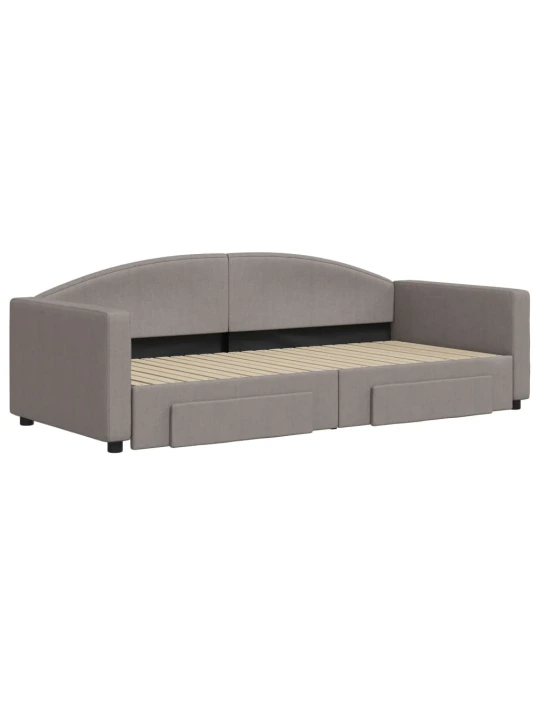 Válenda s přistýlkou a zásuvkami taupe 90 x 200 cm textil