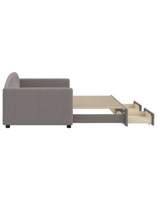 Válenda s přistýlkou a zásuvkami taupe 90 x 200 cm textil