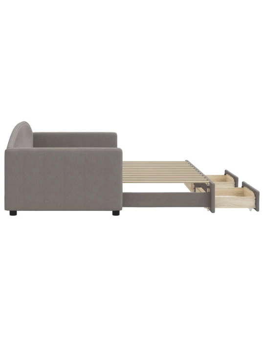 Válenda s přistýlkou a zásuvkami taupe 90 x 200 cm textil