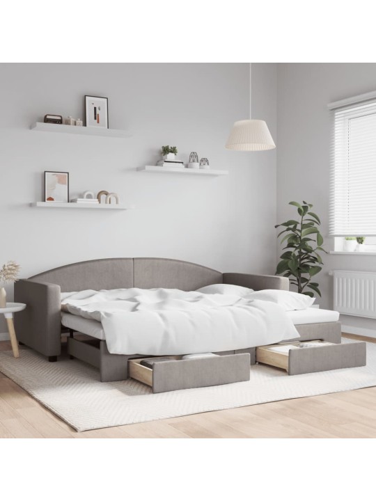 Válenda s přistýlkou a zásuvkami taupe 90 x 200 cm textil