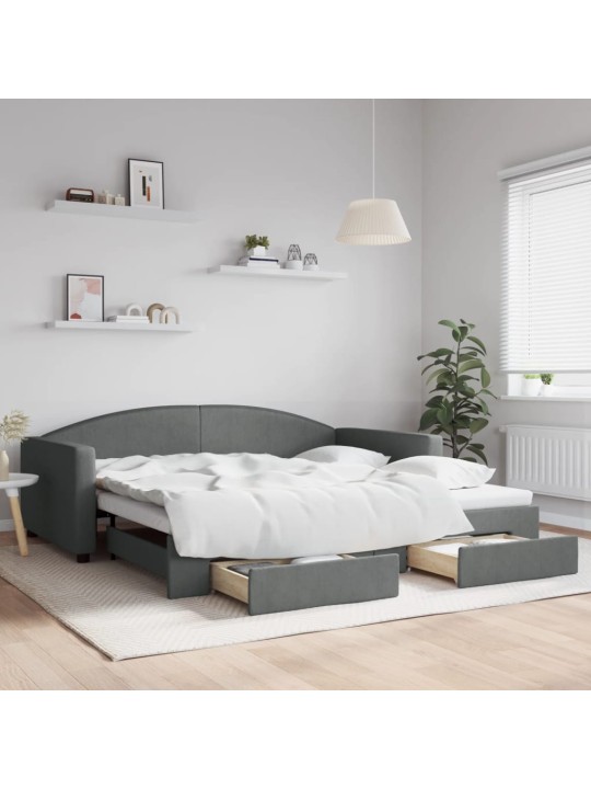 Válenda s přistýlkou a zásuvkami tmavě šedá 100 x 200 cm textil