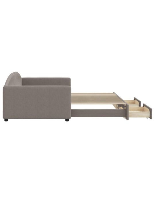 Válenda s přistýlkou a zásuvkami taupe 100 x 200 cm textil