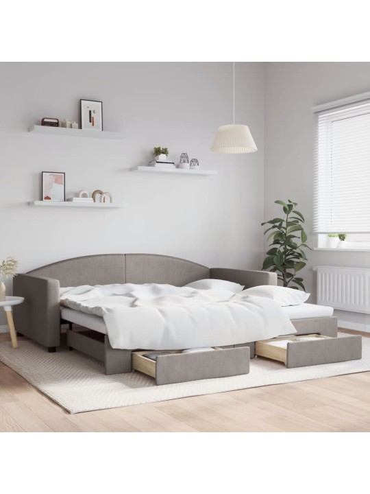 Válenda s přistýlkou a zásuvkami taupe 100 x 200 cm textil