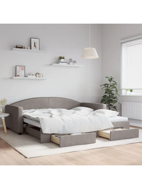 Válenda s přistýlkou a zásuvkami taupe 100 x 200 cm textil