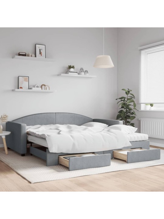 Válenda s přistýlkou a zásuvkami světle šedá 100x200 cm textil