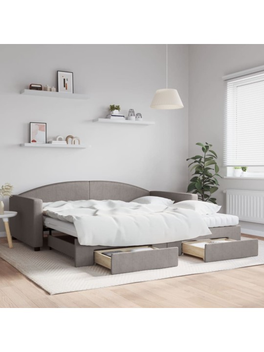 Válenda s přistýlkou a zásuvkami taupe 100 x 200 cm textil