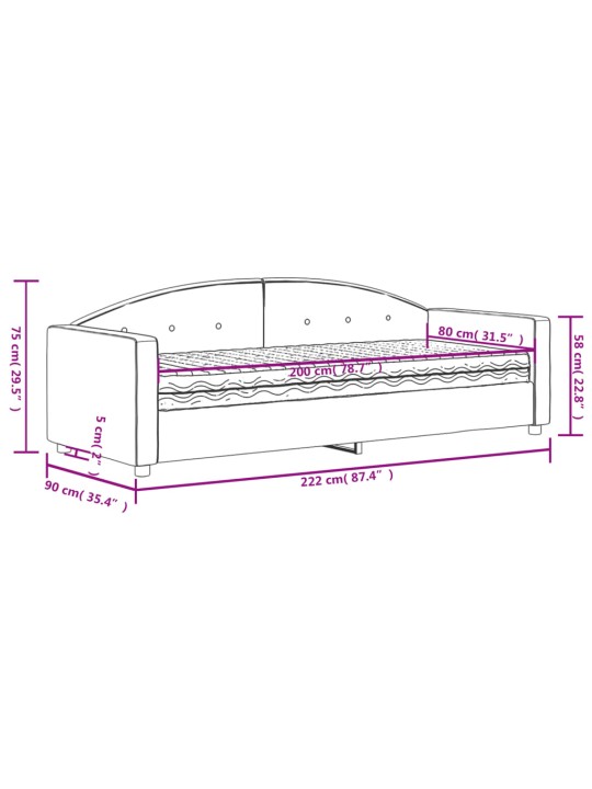Válenda s matrací tmavě zelená 80 x 200 cm samet