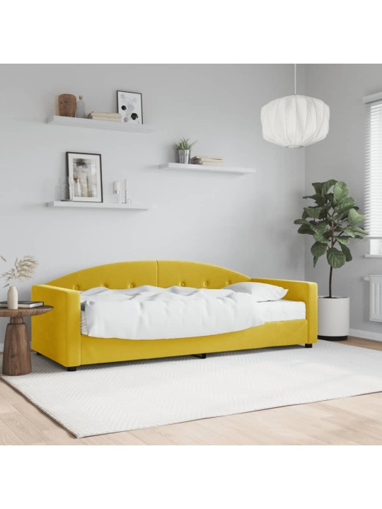 Válenda s matrací žlutá 80 x 200 cm samet