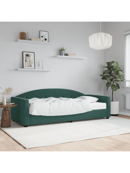 Válenda s matrací tmavě zelená 90 x 200 cm samet