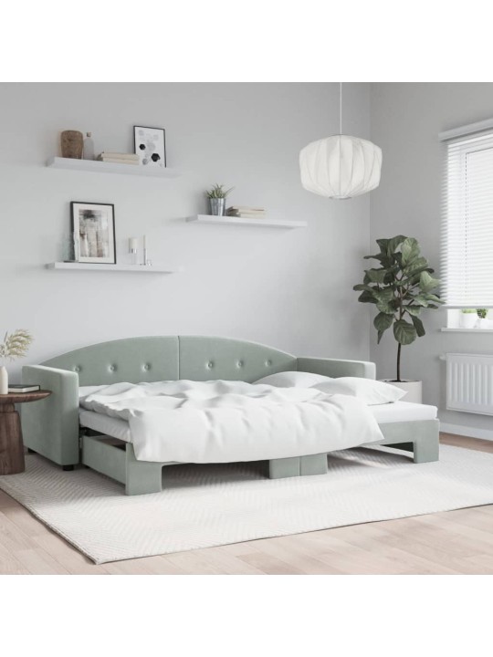 Válenda s přistýlkou světle šedá 80 x 200 cm samet