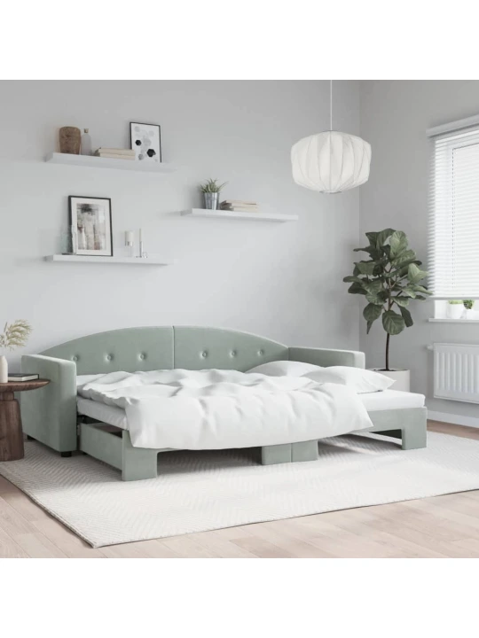 Válenda s přistýlkou světle šedá 80 x 200 cm samet