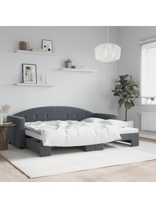 Válenda s přistýlkou tmavě šedá 80 x 200 cm samet