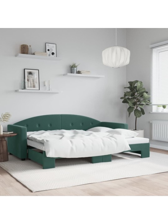 Válenda s přistýlkou tmavě zelená 80 x 200 cm samet