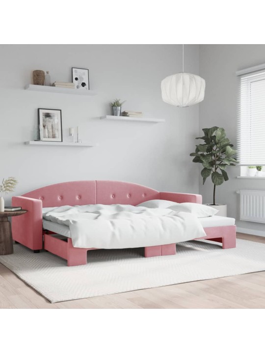 Válenda s přistýlkou růžová 80 x 200 cm samet