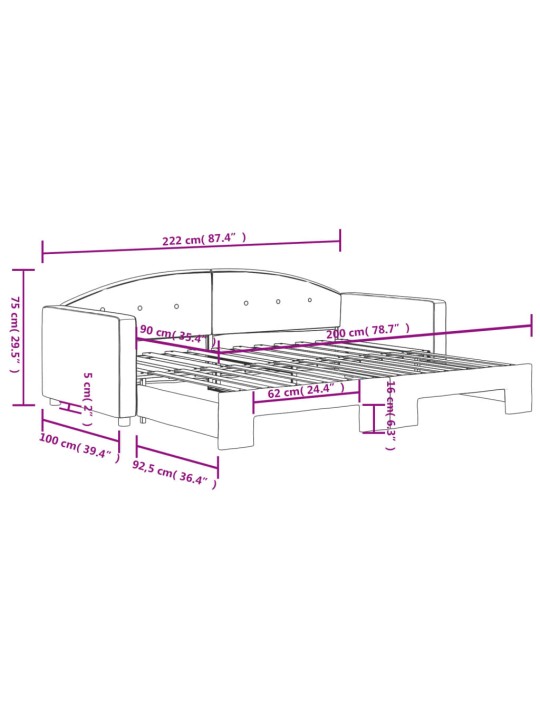 Válenda s přistýlkou modrá 90 x 200 cm samet
