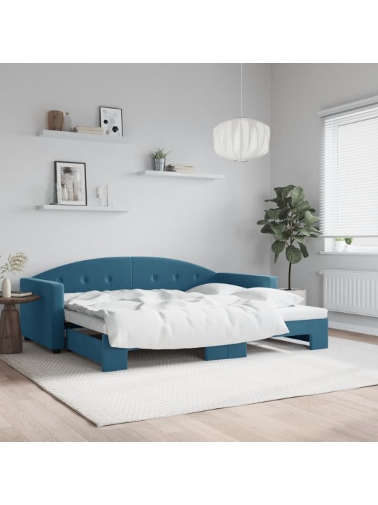 Válenda s přistýlkou modrá 90 x 200 cm samet
