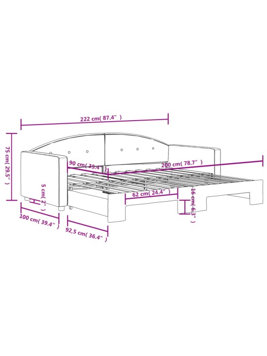 Válenda s přistýlkou světle šedá 90 x 200 cm samet