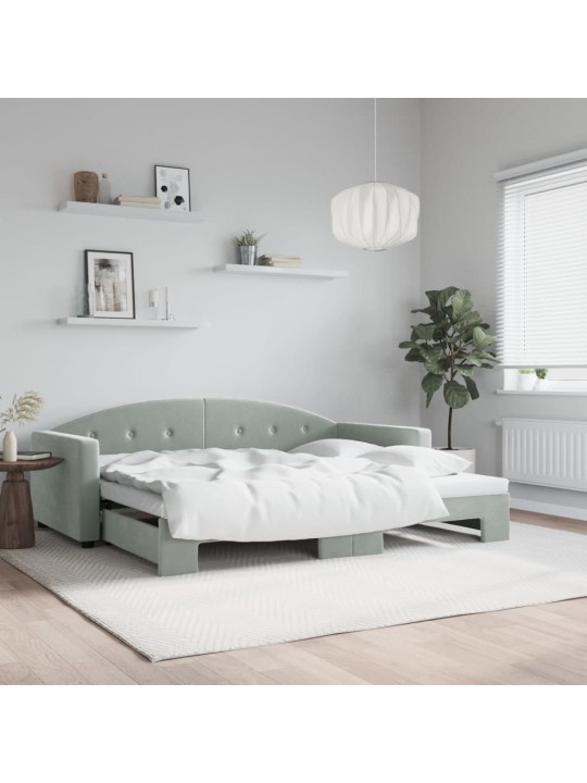 Válenda s přistýlkou světle šedá 90 x 200 cm samet