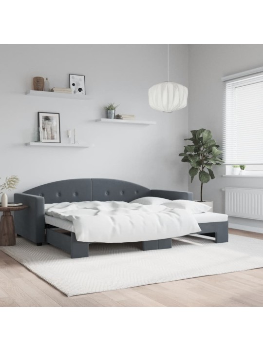 Válenda s přistýlkou tmavě šedá 90 x 200 cm samet