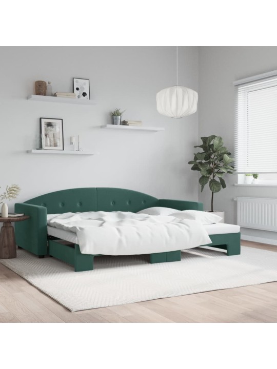 Válenda s přistýlkou tmavě zelená 90 x 200 cm samet