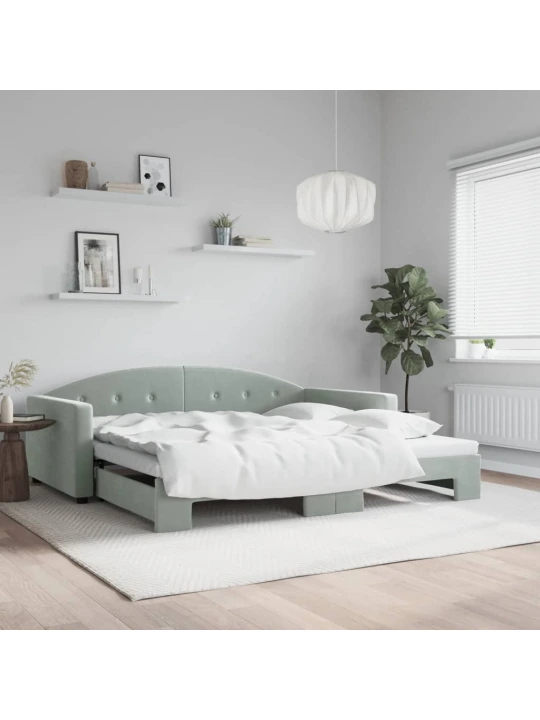 Válenda s přistýlkou světle šedá 100 x 200 cm samet