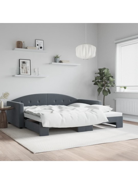 Válenda s přistýlkou tmavě šedá 100 x 200 cm samet
