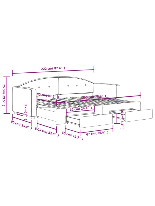 Válenda s přistýlkou a zásuvkami tmavě zelená 80 x 200 cm samet