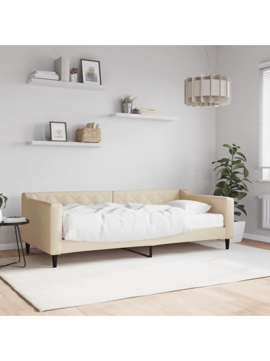 Válenda s matrací krémová 90 x 200 cm textil