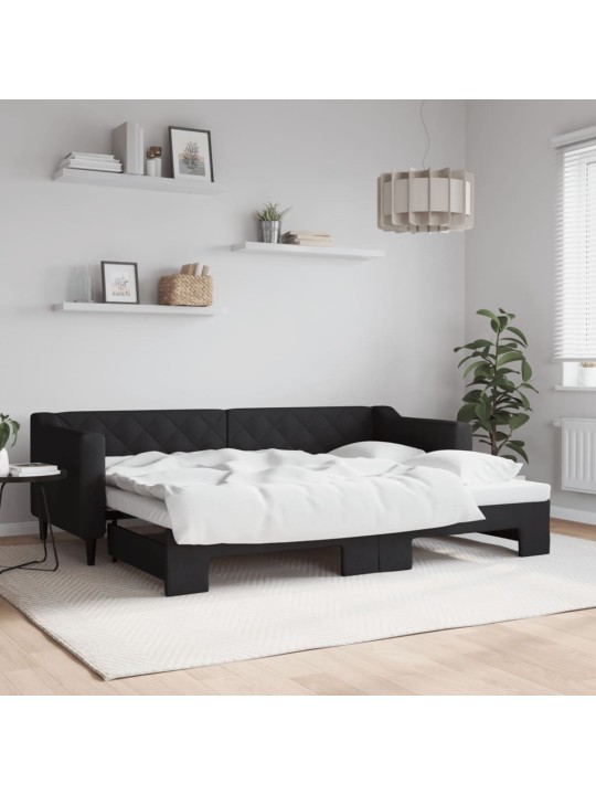 Válenda s přistýlkou černá 80 x 200 cm textil