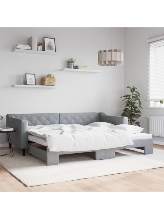 Válenda s přistýlkou světle šedá 90 x 200 cm textil