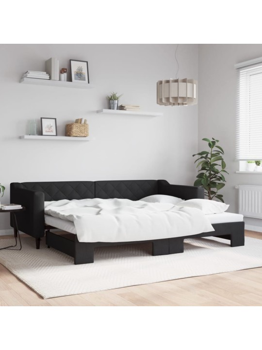 Válenda s přistýlkou černá 90 x 200 cm textil