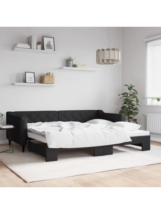 Válenda s přistýlkou černá 90 x 200 cm textil