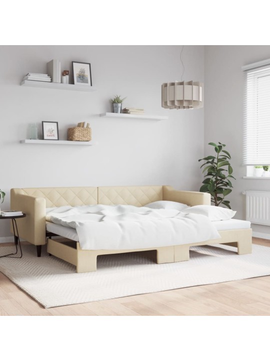 Válenda s přistýlkou krémová 90 x 200 cm textil