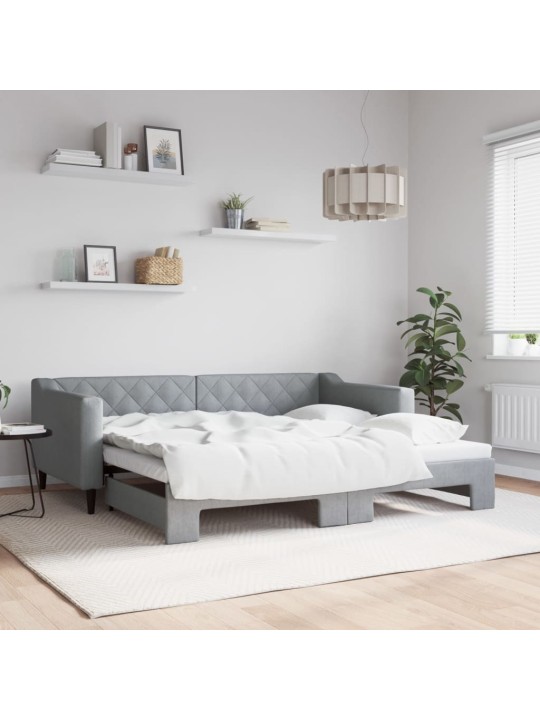 Válenda s přistýlkou světle šedá 90 x 190 cm textil