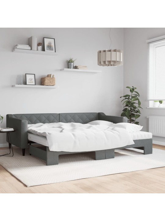Válenda s přistýlkou a matracemi tmavě šedá 90 x 200 cm textil
