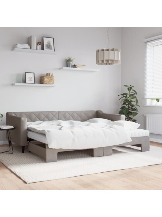 Válenda s přistýlkou a matracemi taupe 90 x 200 cm textil