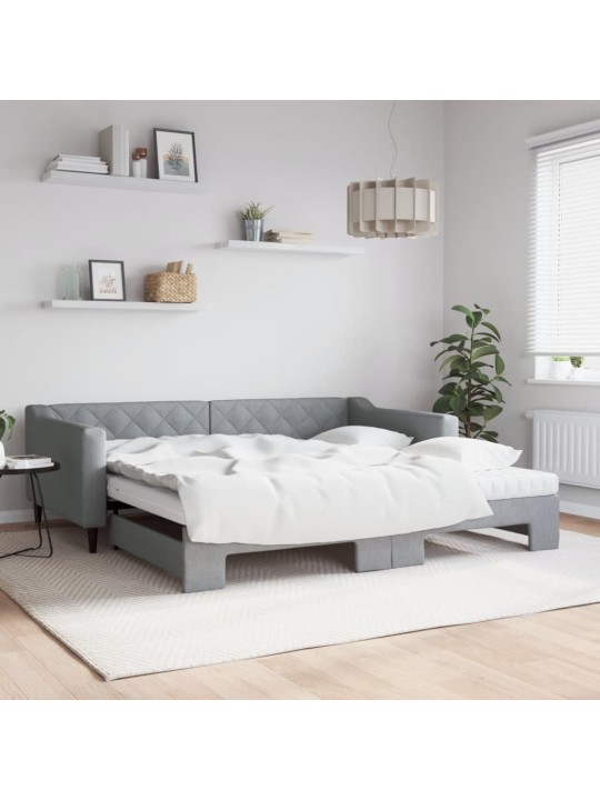 Válenda s přistýlkou a matracemi světle šedá 100x200 cm textil