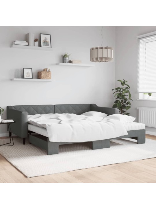 Válenda s přistýlkou a matracemi tmavě šedá 100 x 200 cm textil