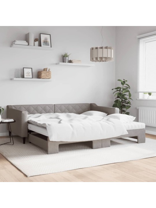 Válenda s přistýlkou a matracemi taupe 100 x 200 cm textil